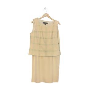 Donna Vinci Butter Yellow Skirt Set 2pc Size 8 Rhinestones Church Wedding Spring